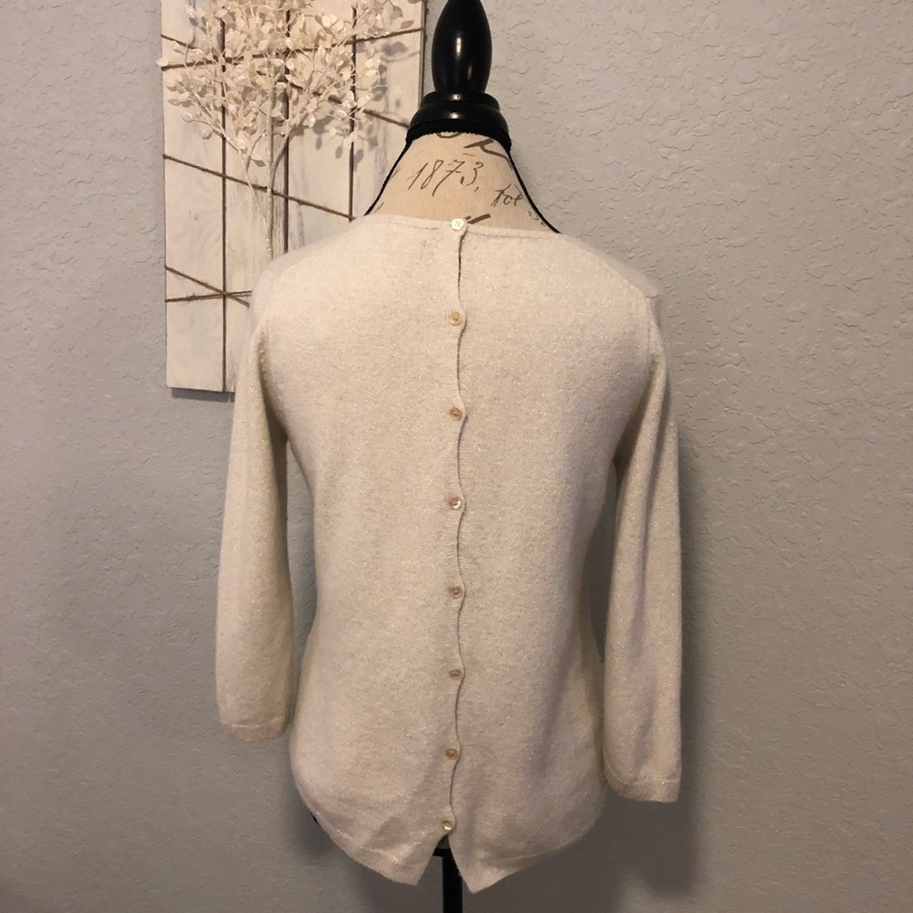 1[MassimoDutti] Italian yarn sparkly cream sweater - Picture 4 of 7